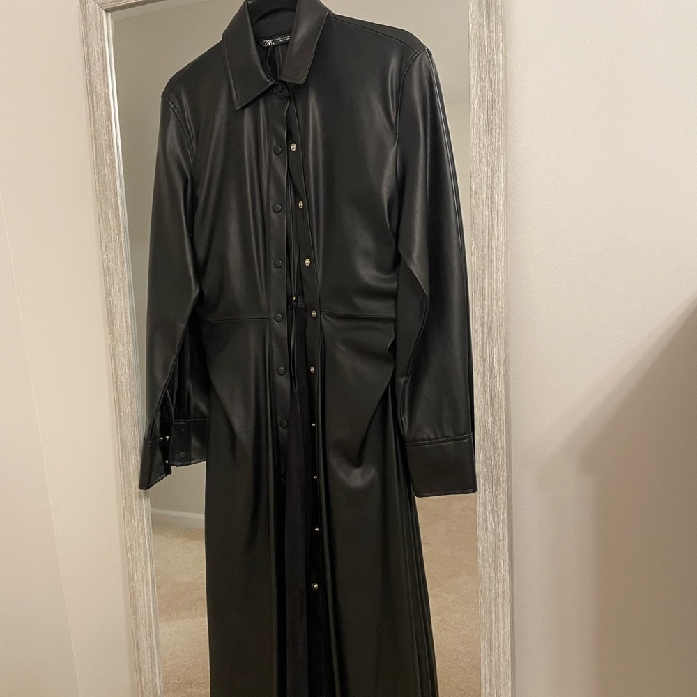 Zara Leather Black Coat/Dress